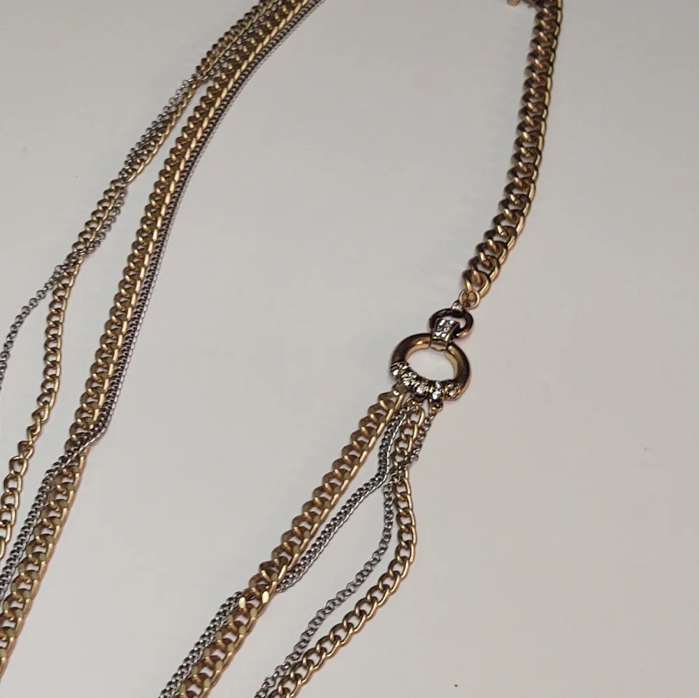 Lane Bryant Multi Strand Silver Gold Chain Necklace